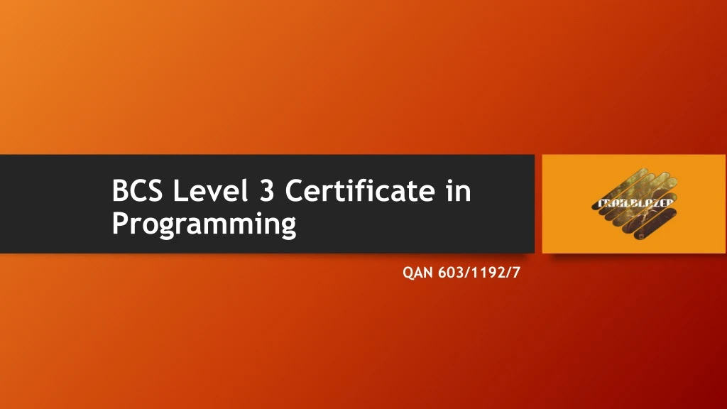 bcs level 3 certificate in programming