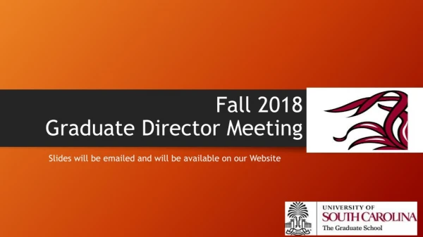 Fall 2018 Graduate Director Meeting