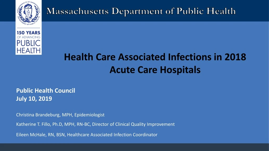 health care associated infections in 2018 acute care hospitals