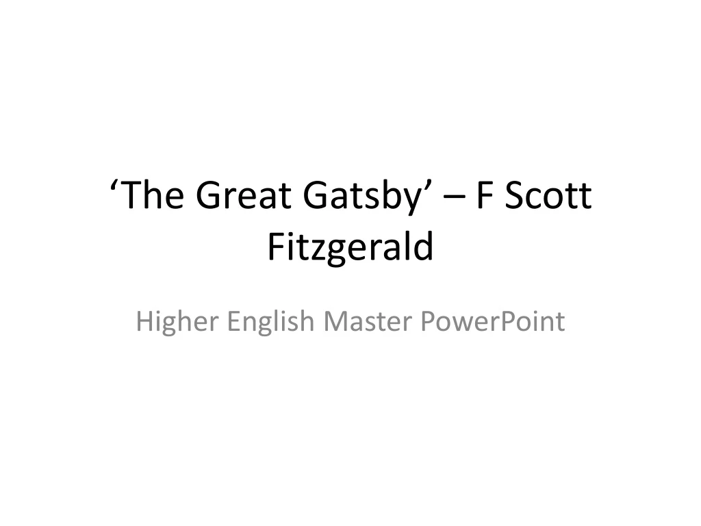 the great gatsby f scott fitzgerald