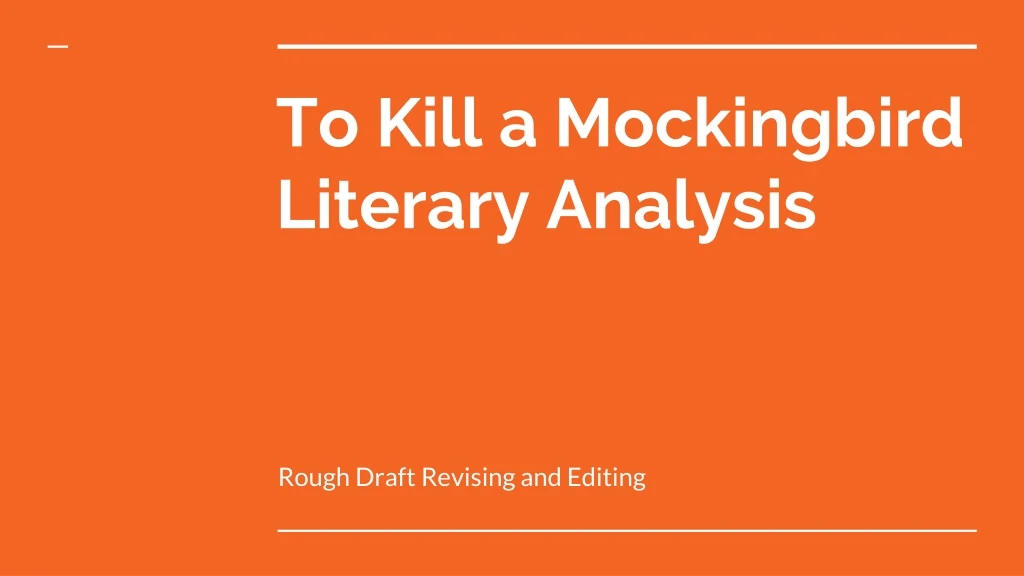 to kill a mockingbird literary analysis