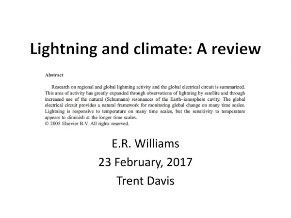 Lightning and climate: A review