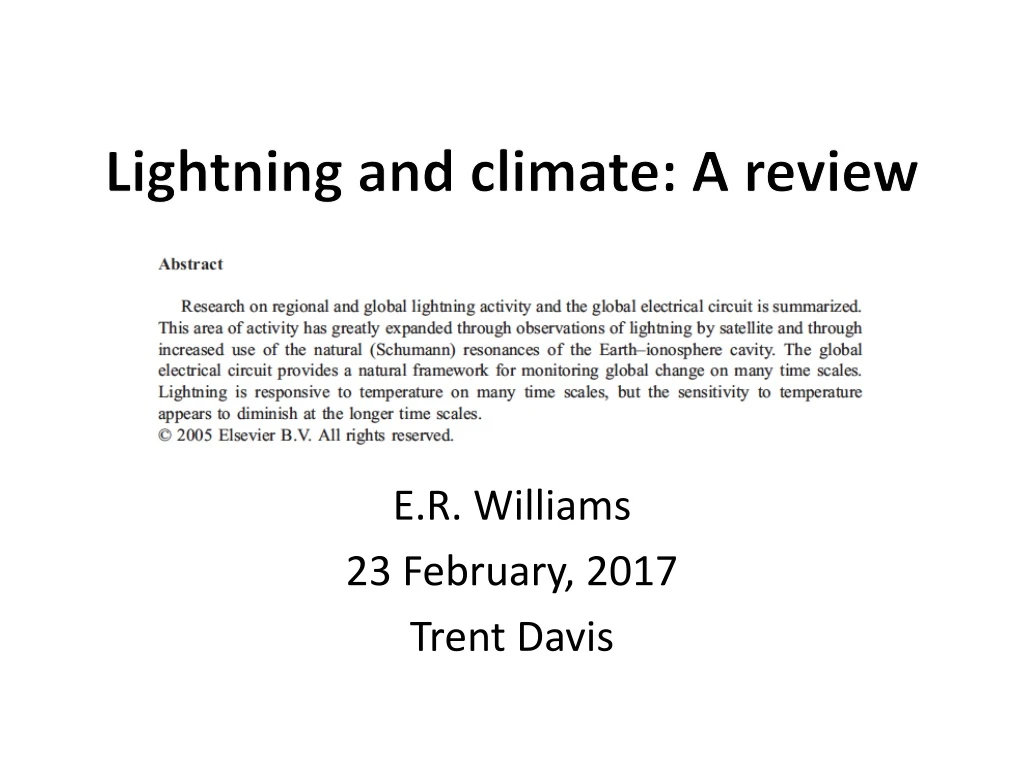 lightning and climate a review