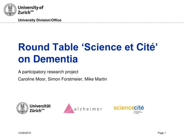 Round Table ‘Science et Cité ’ on Dementia