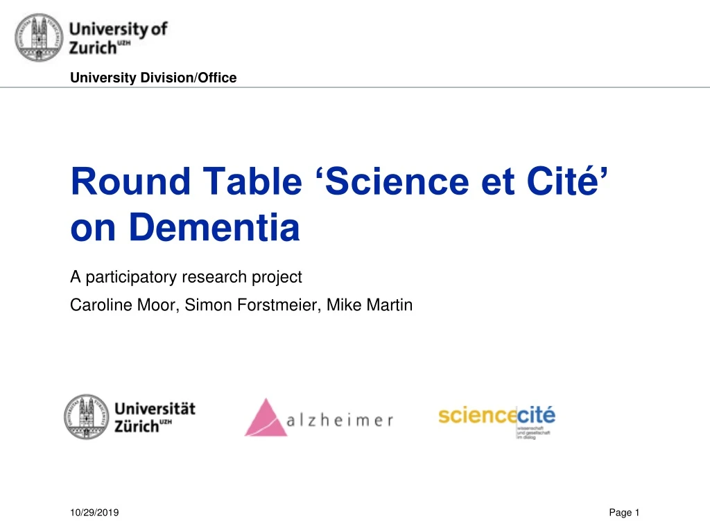 round table science et cit on dementia