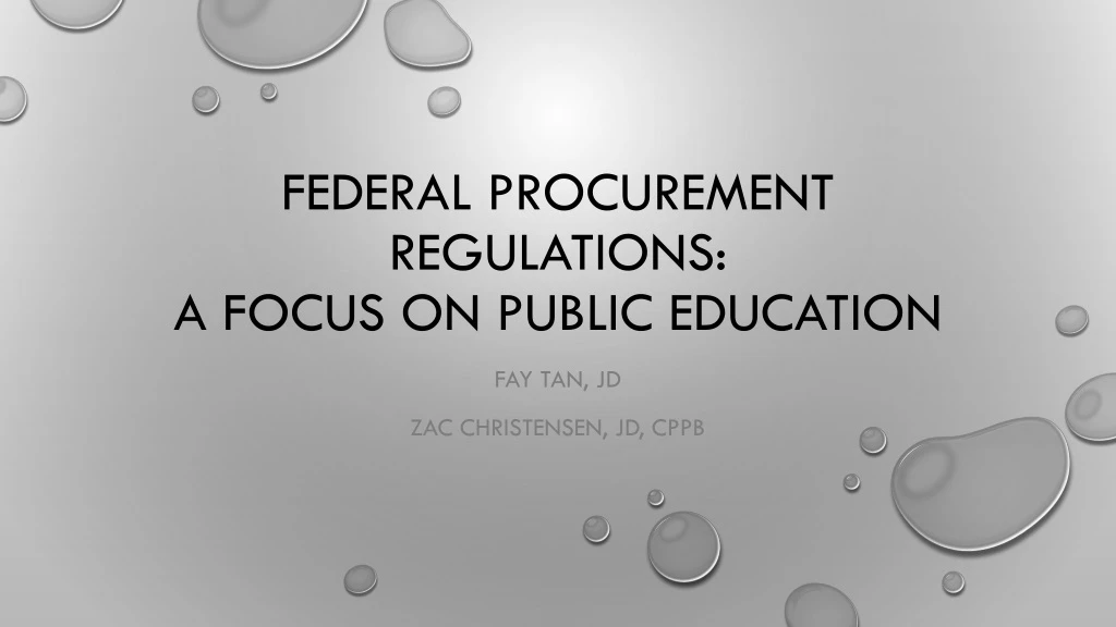 federal procurement regulations a focus on public education