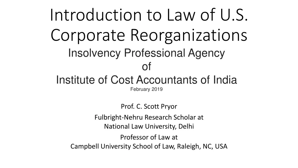 introduction to law of u s corporate reorganizations