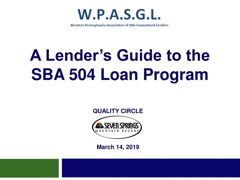a lender s guide to the sba 504 loan program