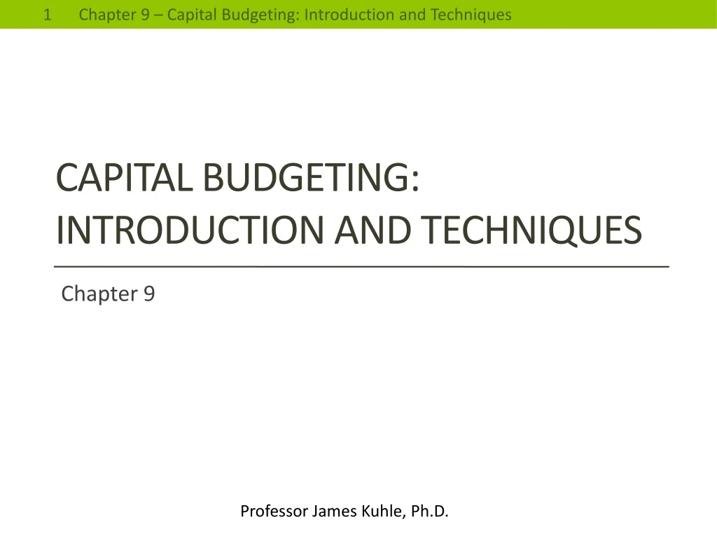 capital budgeting introduction and techniques
