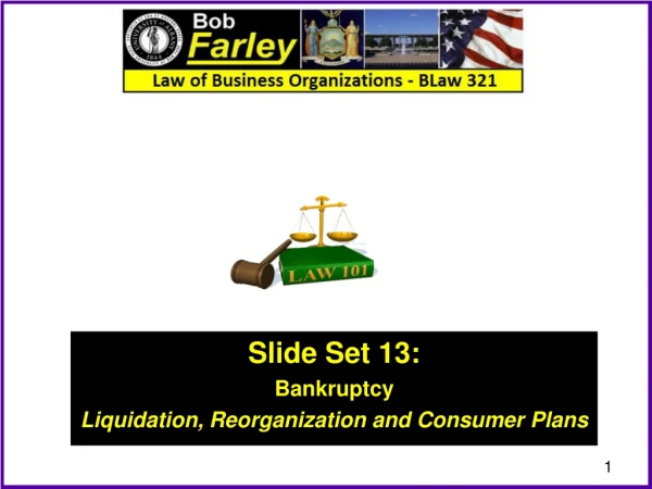 Slide Set 13: Bankruptcy Liquidation, Reorganization and Consumer Plans