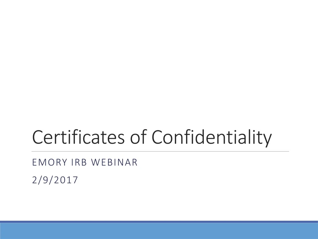 certificates of confidentiality