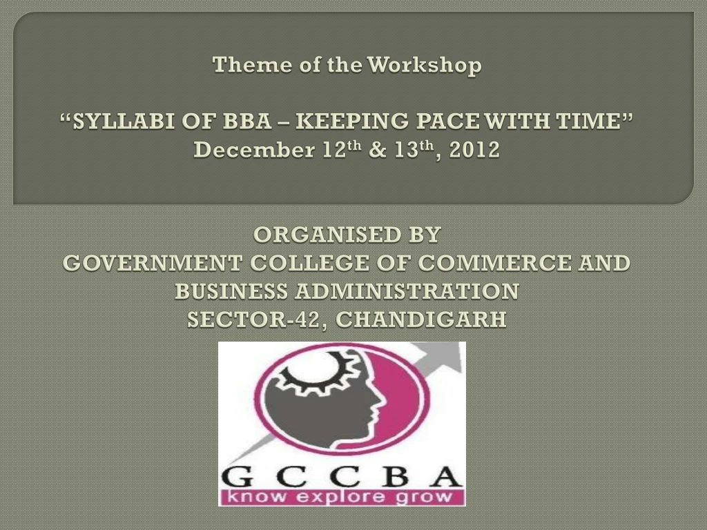 theme of the workshop syllabi of bba keeping pace