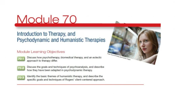 70.1 – Discuss how psychotherapy, biomedical therapy, and eclectic approach to therapy differ .