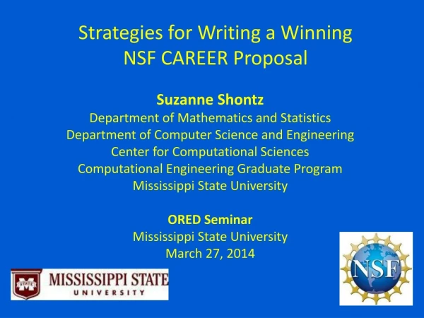 Strategies for Writing a Winning NSF CAREER Proposal
