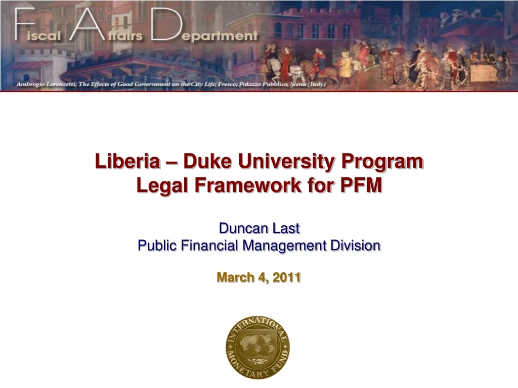 liberia duke university program legal framework for pfm