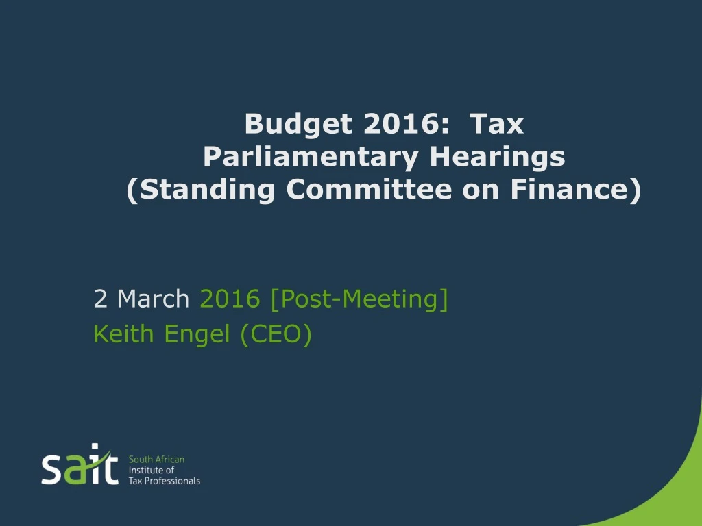 budget 2016 tax parliamentary hearings standing committee on finance