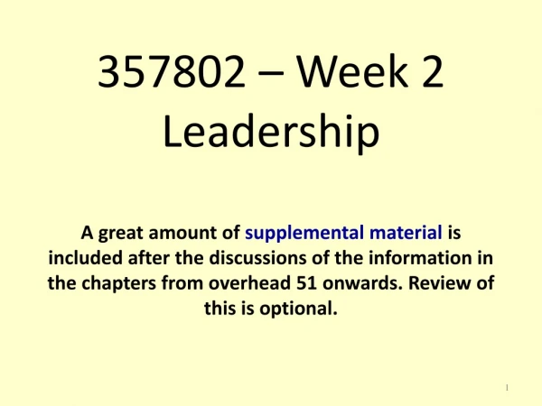 357802 – Week 2 Leadership