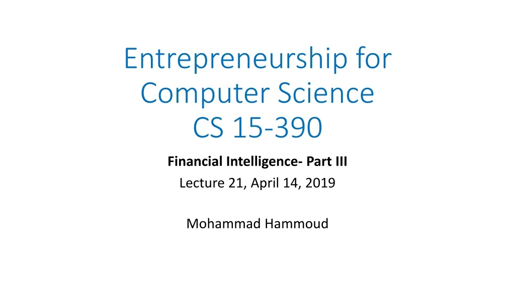 entrepreneurship for computer science cs 15 390