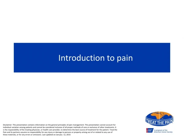 Introduction to pain