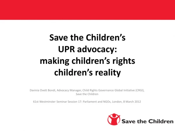 Save the Children’s UPR advocacy: making children’s rights children’s reality