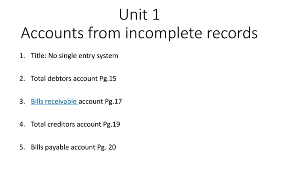 Unit 1 Accounts from incomplete records