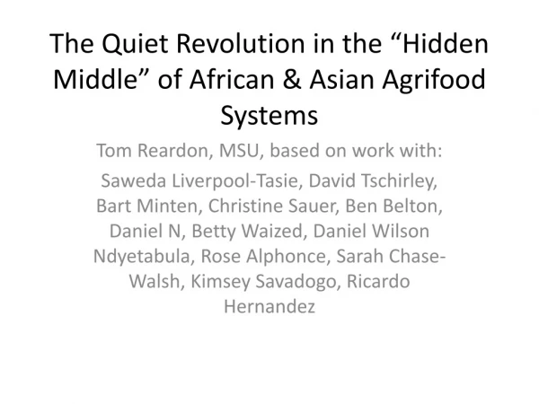 The Quiet Revolution in the “Hidden Middle” of African &amp; Asian Agrifood Systems