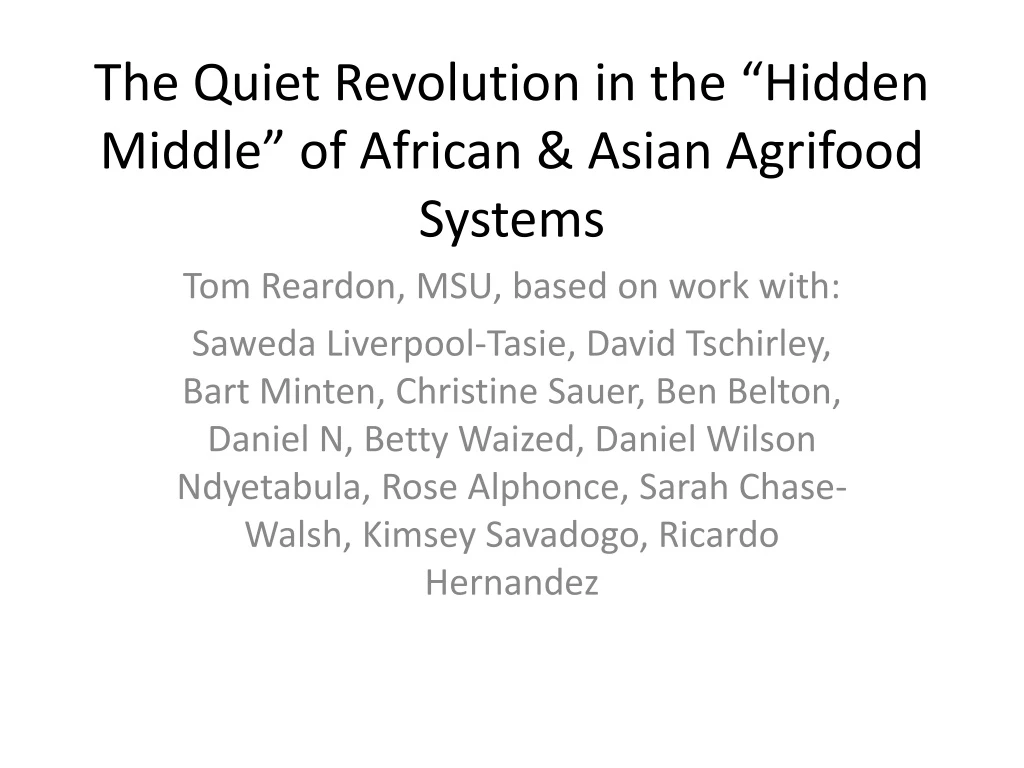 the quiet revolution in the hidden middle of african asian agrifood systems