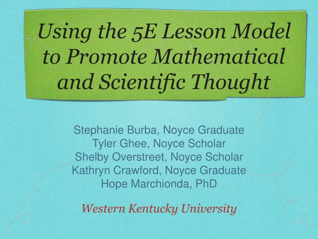 using the 5e lesson model to promote mathematical and scientific thought
