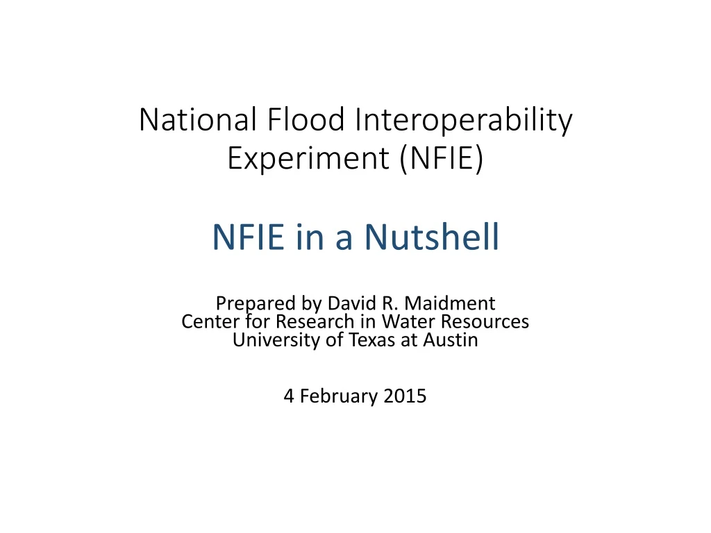 national flood interoperability experiment nfie