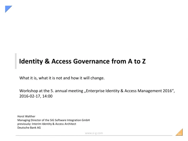 Identity &amp; Access Governance from A to Z