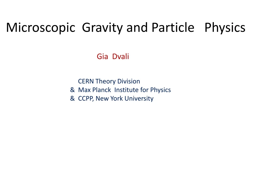microscopic gravity and particle physics