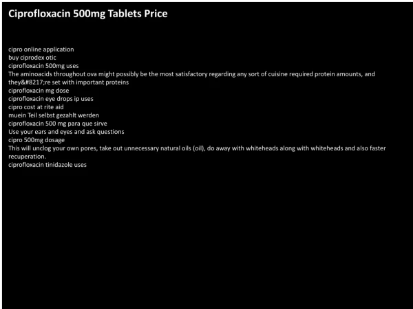 Ciprofloxacin 500mg Tablets Price