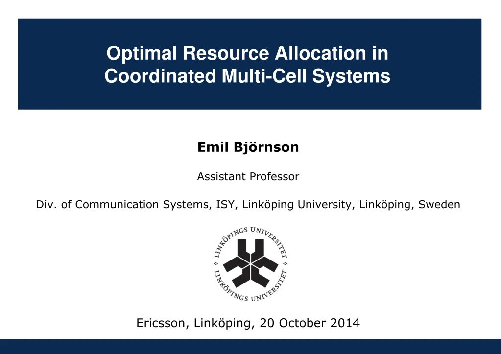 optimal resource allocation in coordinated multi cell systems