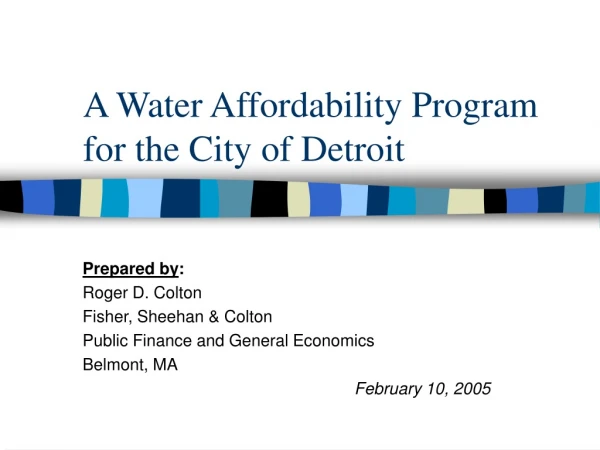 A Water Affordability Program for the City of Detroit