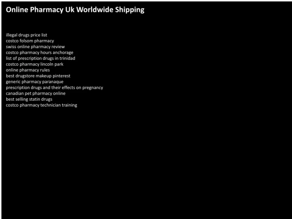 Online Pharmacy Uk Worldwide Shipping