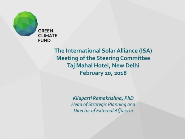 The International Solar Alliance (ISA) Meeting of the Steering Committee