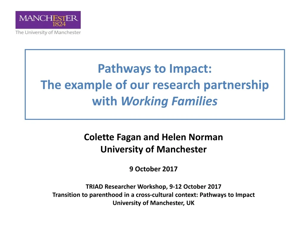 pathways to impact the example of our research partnership with working families