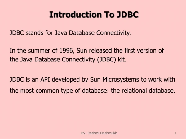 Introduction To JDBC
