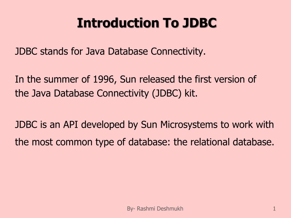 introduction to jdbc