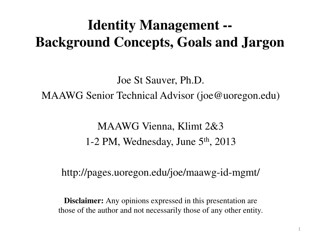 identity management background concepts goals and jargon