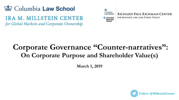 Corporate Governance “Counter-narratives”: On Corporate Purpose and Shareholder Value(s)