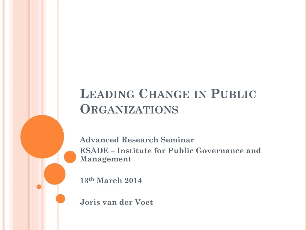 leading change in public organizations