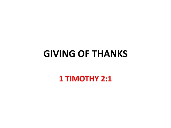 GIVING OF THANKS