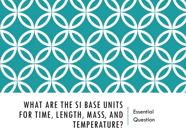 What are the SI base units for time, length, mass, and temperature?