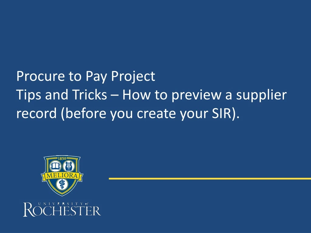 procure to pay project tips and tricks