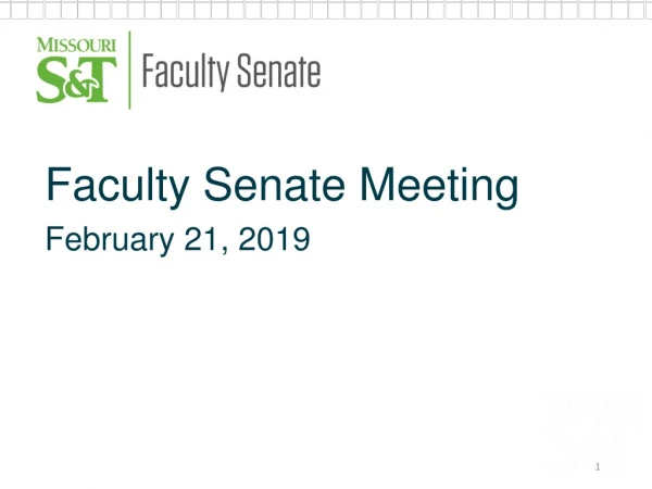 Faculty Senate Meeting February 21, 2019