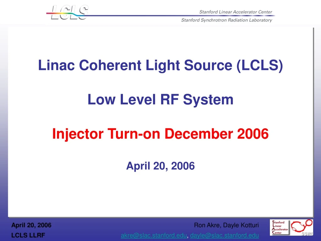 linac coherent light source lcls low level
