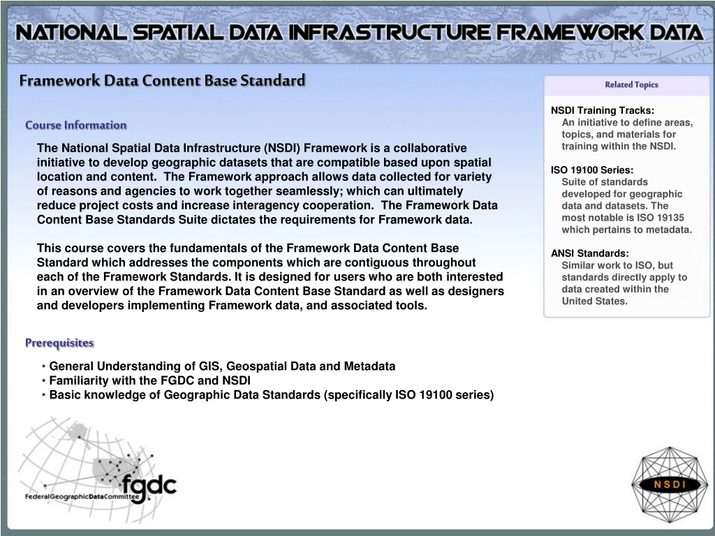 framework data content base standard