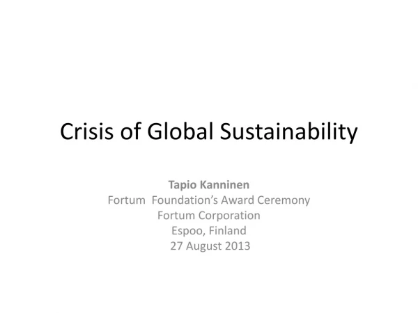 Crisis of Global Sustainability