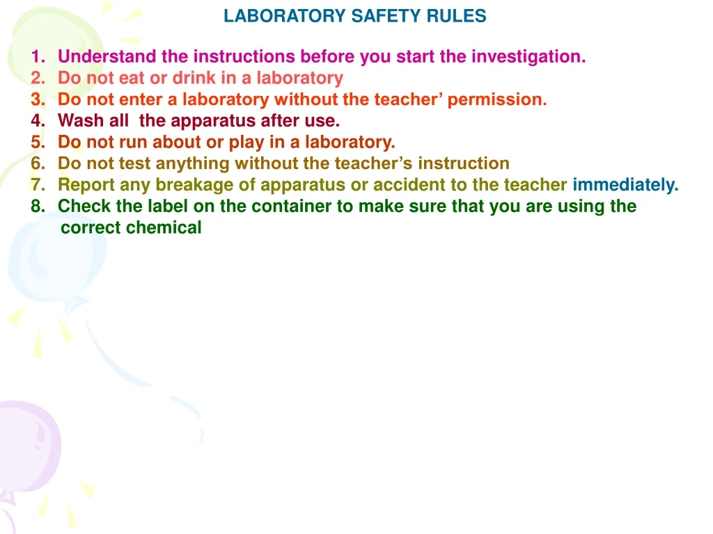 laboratory safety rules